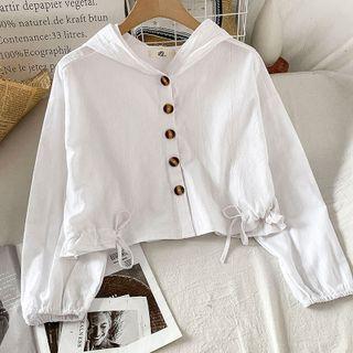 Hooded Drawstring Cropped Jacket