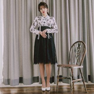 Hanbok Skirt (sheer Lace / Midi / Black)