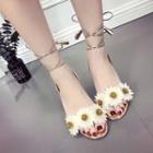 Flower Accent Chunky-heel Sandals