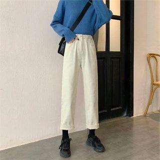 High-waist Straight Cut Cropped Jeans