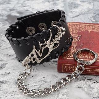 Faux-leather Bracelet With Ring