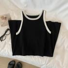 Sleeveless Knit Midi A-line Dress Black - One Size