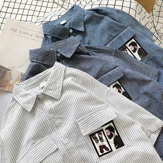 Print Pinstriped Short-sleeve Shirt