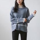 Contrast-trim Scalloped Wool Blend Sweater