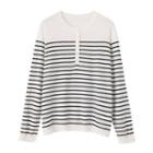 Striped Knit Oversize Top White - One Size