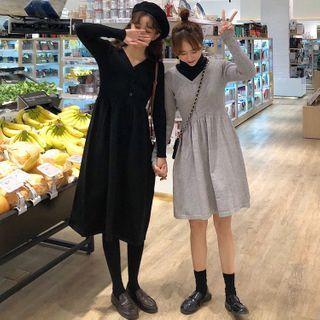 Long-sleeve Midi / Mini A-line Knit Dress