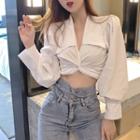 Twisted Crop Blouse White - One Size