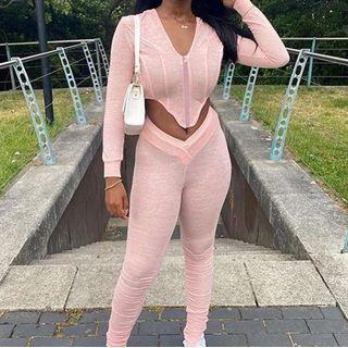Set: Zipped Cropped Hoodie + Leggings