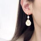 Faux Pearl Embossed Alloy Dangle Earring 1 Pair - Al2618 - Gold - One Size