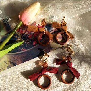 Bow Wood Drop Earring