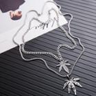 Set: Stainless Steel Leaf Pendant Necklace