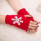Snowflake Knit Fingerless Gloves