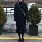 Plain Sailor-collar Coat Black - One Size