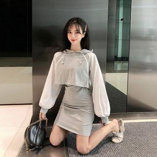 Set: Two-tone Hoodie + Tank Dress