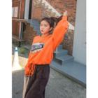 Full Moon Printed Tie-hem Pullover