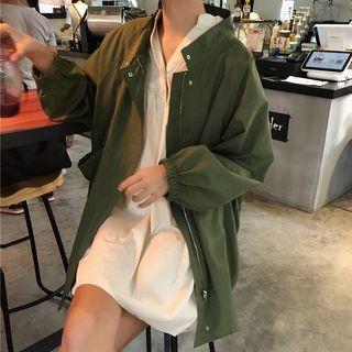 Mock Neck Zip Trench Coat