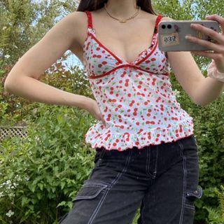 Spaghetti Strap Cherry Print Top