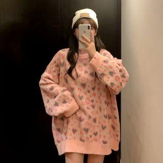 Long Sleeve Heart Jacquard Long Sweater