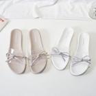 Embellished Bow Transparent Slide Sandals