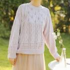 Crochet-knit Long-sleeve Knit Top