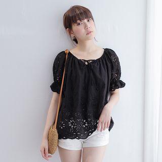 Off-shoulder Tie-neck Cutout Top