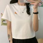 Short-sleeve Pizza Embroidery T-shirt