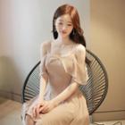 Off-shoulder Chiffon Swing Dress
