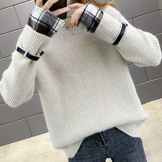 Plaid Trim Sweater