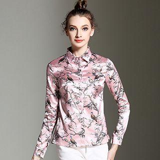 Bird Print Long-sleeve Shirt
