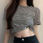 Short-sleeve Stripped Cropped T-shirt