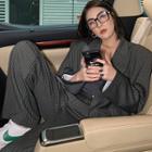 Double-breasted Striped Blazer / Wide-leg Dress Pants