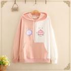 Peach Printed Color-block Hoodie