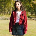 Cropped Velvet Buttoned Jacket