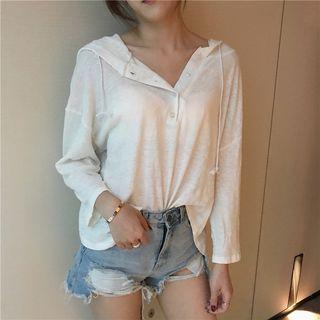 Hooded Long-sleeve T-shirt Off-white - One Size
