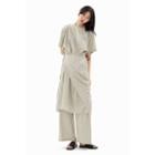 Deep-slit Textured Long Wrap Dress Khaki - One Size