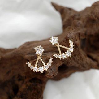 Rhinestone Star Swing Earring 1 Pair - S925 Silver Needle - One Size