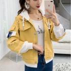 Mock Two Piece Distressed Denim Jacket