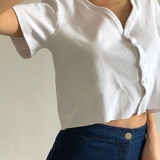 Short-sleeve Button-up Top