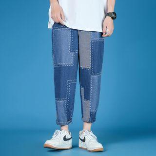 Denim Panel Cropped Jeans