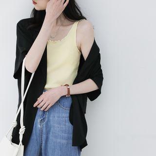 Lettuce Edge Plain Knit Tank Top