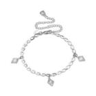 Fashion Simple Geometric Diamond Anklet Silver - One Size