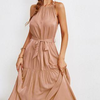Sleeveless Tie-waist Midi Sundress