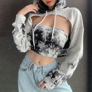 Set: Dye Print Tube Top + Cropped Hoodie