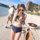 Floral Print Ruffle Cut-out Bikini