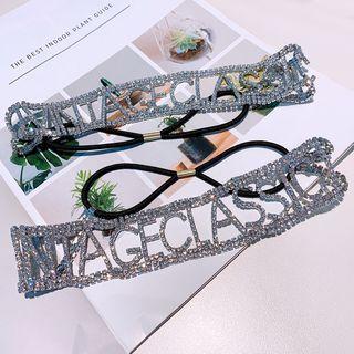 Rhinestone Lettering Hair Tie Rhinestone - One Size