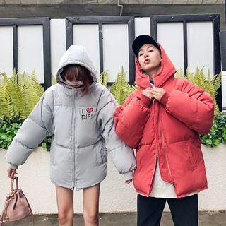 Couple Matching Hooded Padded Printed Jacket
