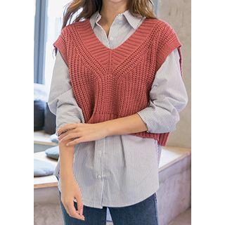 V-neck Sleeveless Cropped Sweater
