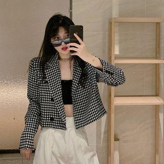Houndstooth Double-breasted Jacket Houndstooth - Black & White - One Size