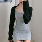 Sleeveless Mini Sheath Dress / Cropped Cardigan