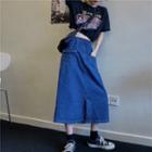 Denim Midi Skirt Blue - One Size
